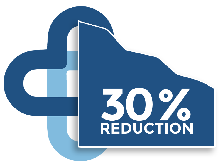 Graph showing 30% Reduction